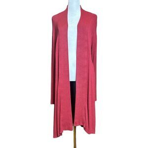 Eileen Fisher Long Sleeve Knit Open Cardigan Pink Size Medium